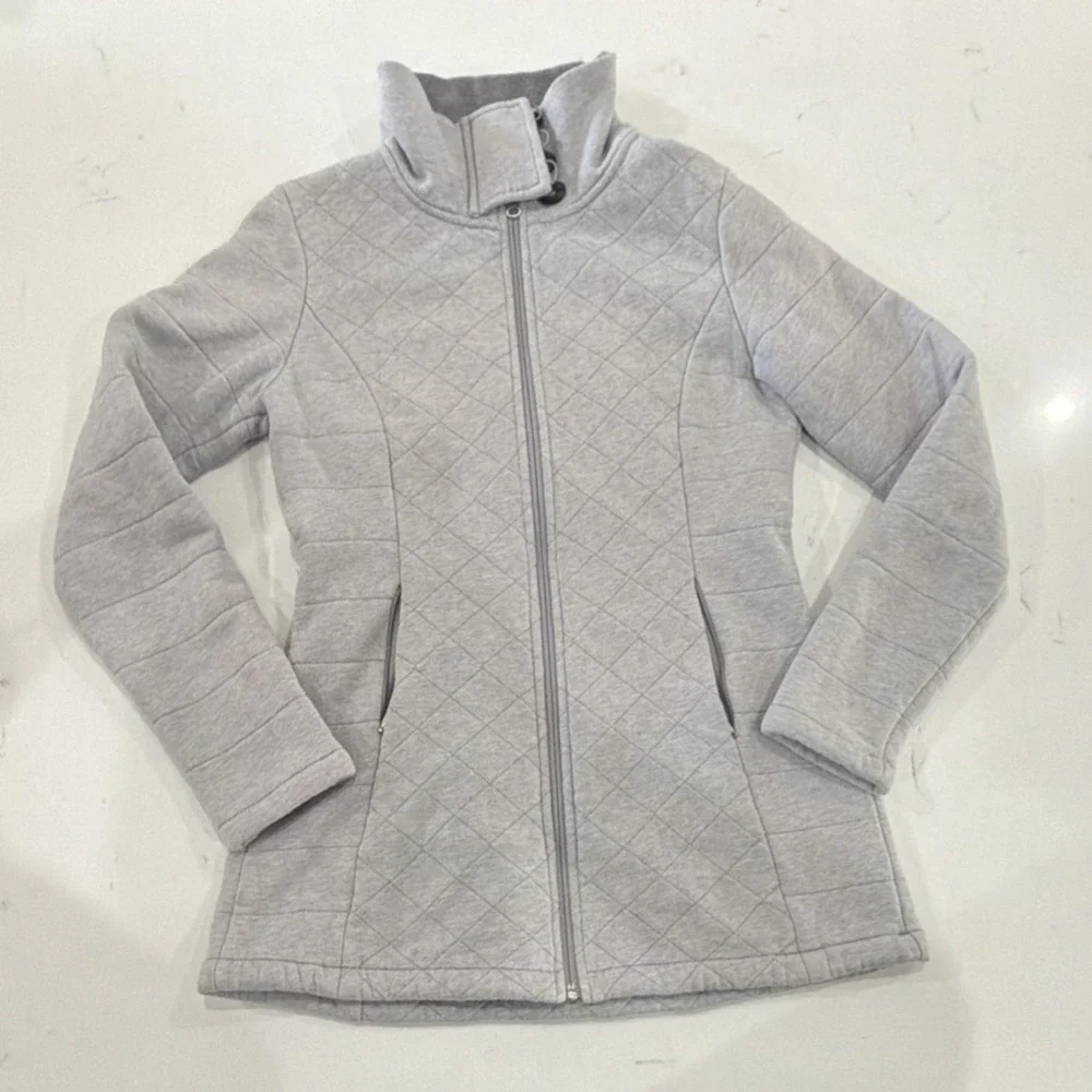 The North Face Women's Caroluna Quilted Full Zip Fleece Lined Jacket Gray Size S